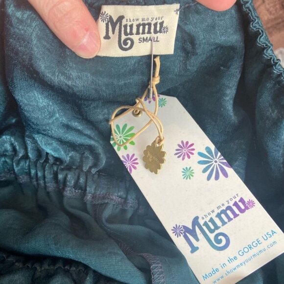 NWT Show Me Your Mumu Karolina Collar Dress Teal Green Size Small New Tags Boho - Picture 10 of 10